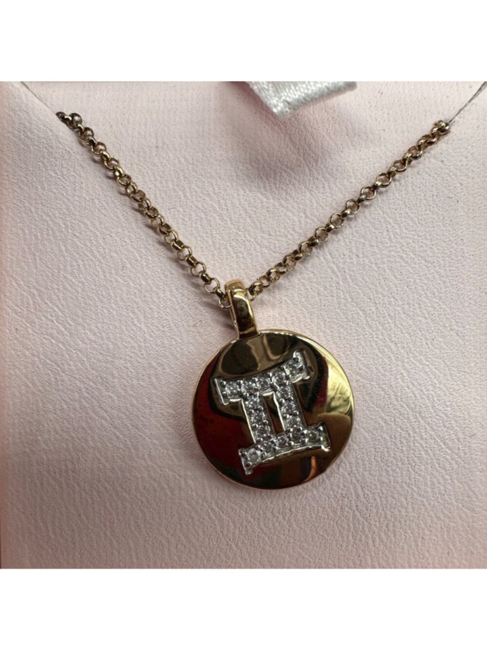 Gemini Necklace Gold Tone Sterling Pendant Zodiac Astrology May June Gift - Picture 2 of 9